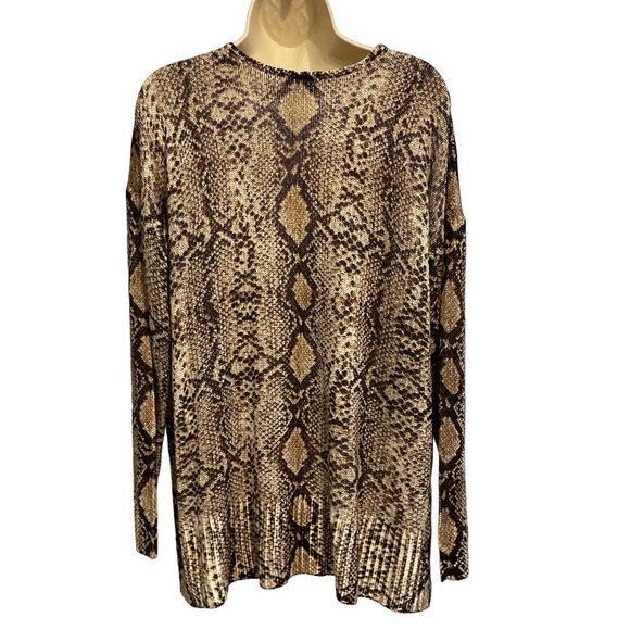 Show Me Your MuMu Brown Cream Hug Me Python Knit V Neck Sweater XS - Picture 2 of 9